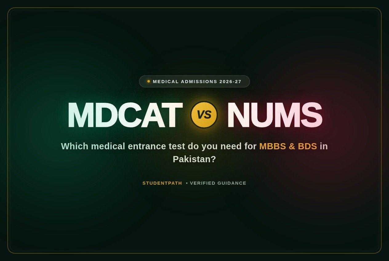 MDCAT vs NUMS official comparison guide and medical entry test criteria